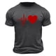 thumbnail image 4 of Tops para hombre, blusas y camisas de cuello redondo y manga corta para hombre. Camiseta/camisa informal de cuello redondo y manga corta con estampado de corazones para hombre. Tops de poliéster para, 4 of 4