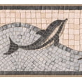 thumbnail image 1 of Mosaïque Saut Dauphins Gris Beige Papier Peint Nautique Bord Rétro Design, Rouleau 15' x 5'', 1 of 3
