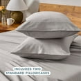 thumbnail image 4 of Bare Home Flannel Pillowcase Set - 100% Flannel Cotton - Double Brushed - King Set of 2, Light Gray, 4 of 8