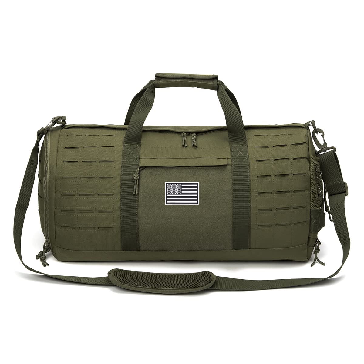 Haadid 40L Military Tactical Duffle Bag For Men Sport Gym Bag Fitness Tote Travel Duffle Bag Training Workout Bag With Shoe Compartment Basketball Football Weekender Bag Army Green