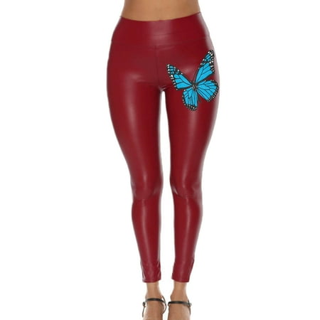 

Mrat Family Matching Wear Outfits Parent-Child Outfit Sets Printed Faux Leather Pants Women s Shiny Leather Pants High Waist Leggings Matching Pajamas for Family