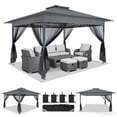thumbnail image 4 of COBIZI 13x13 Pop-Up Gazebo with Mosquito Netting, Outdoor Patio Canopy Tent with 2-Tier Ventilated Roof, 3 Adjustable Heights, Provides 169 Sq Ft Shade, Dark Grey, 4 of 13