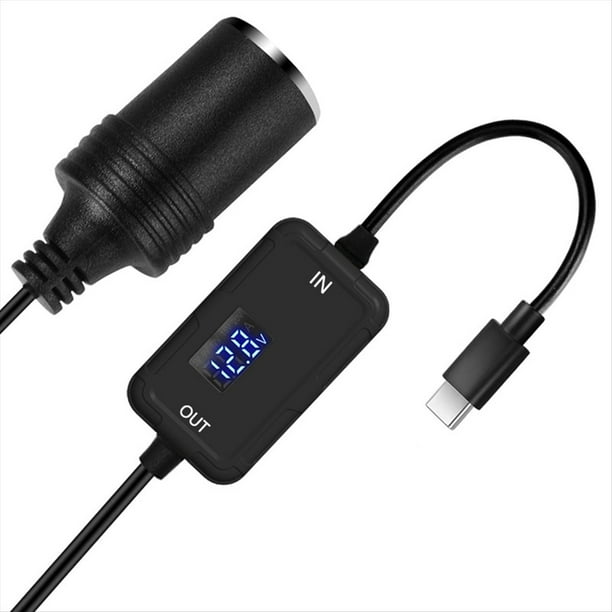 Adaptador de Encendedor de Coche PD Tipo C A 12 V - Cable Convertidor de de Encendedor de Coche de 5 V A 12 V CC con Aumento de Potencia