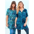 thumbnail image 4 of Roaman's Women's Plus Size Angelina Crinkle Crepe Y-Neck Short Sleeve Tunic, 4 of 6