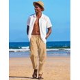 thumbnail image 3 of COOFANDY Men's Baggy Capri Trousers Drawstring Vacation Linen Summer Beach Pants, 3 of 6