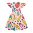 thumbnail image 4 of Grblisyd Back to School Clothes Girls' Dresses Cute Pencil Print Flutter Sleeve A Line Dress Summer First Day of School Outfits 2-8Y, 4 of 4