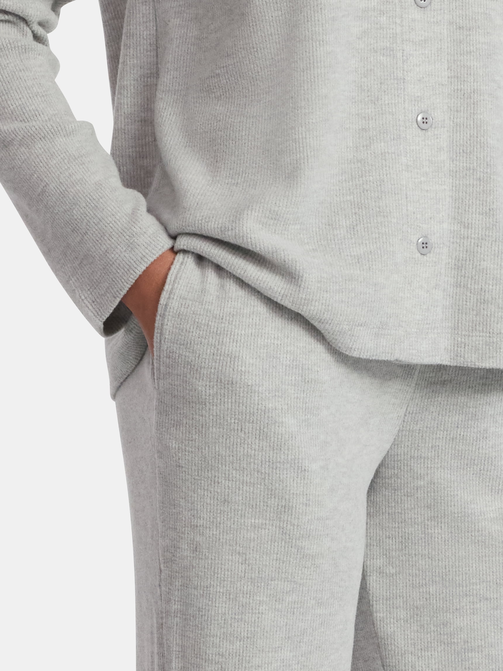 Lissome Women’s Soft Double Brushed Waffle Knit Notch Collar Long Sleeve Pajama Set , Sizes S-3X