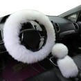 thumbnail image 5 of Hloma 3Pcs/Set Faux Wool Steering Wheel Gear Shift Rod Brake Fluffy Cover Car Decor, 5 of 7