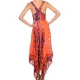 thumbnail image 2 of Sakkas Lala Smocked Back Handkerchief Hem V-Neck Sleeveless Dress - Orange - OS, 2 of 4