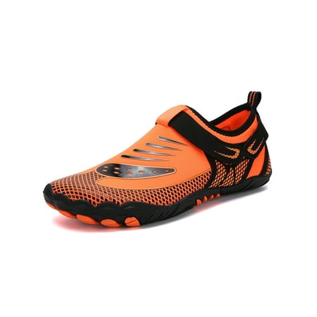 

Ritualay Womens Mens Water Shoes Aqua Beach Shoe Slip On Barefoot Comfort Non-Slip Athletics Surf Summer Quick Dry Orange 7.5