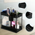 Oyajia 2 Tier Under Sink Containers with Sliding Storage Drawer, Organization and Storage for
