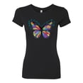 thumbnail image 2 of Wild Bobby, Colorful Butterfly Oh Butterfly On Whispering Wings Animal Lover Womens Slim Fit Junior Tee, Black, Small, 2 of 3
