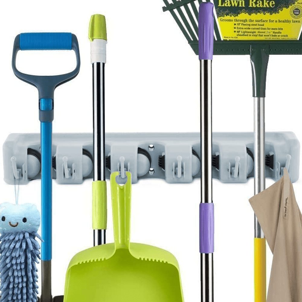 Broom mop holder, wall mount, mop holder, mop and broom holder