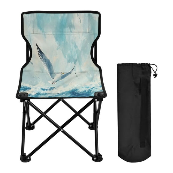YAZAOO Camping Chairs Modern Seagulls over Waves Pattern Folding chair