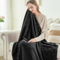 thumbnail image 3 of BEDELITE Fleece Blanket King Size – 3D Ribbed Jacquard Soft and Warm Decorative Fuzzy Blankets – Cozy, Fluffy, Plush Lightweight Throw Blankets for Couch, Bed, Sofa(Black, 108x90 inches), 3 of 5