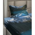 thumbnail image 3 of Ambesonne Winter Fitted & Top Sheet Set with Sham, Snowy Frozen Mountain, Blue White Green, 3 of 5