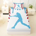 thumbnail image 3 of Erosebridal Light Blue Dripping Baseball Stitch & Batter Silhouette Graphic Twin Sheet Sets 3pcs, Ball Gamer Bedding for Boys And Girls Kids,Microfiber Bedroom Decor, 3 of 5