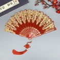 thumbnail image 4 of Folding Fans Chinese Style Handheld Fans Vintage Silk Fabric Holding Fan Foldable for Wedding Dancing Cosplay Party Wall Decoration, 4 of 6