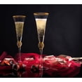 thumbnail image 3 of Trinkware Long Stem Toasting Flutes with Gold Rim And Rhinestones, 3 of 5