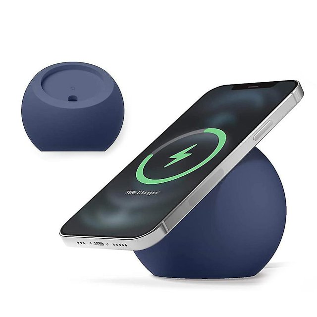 Soporte De Cargador Inalámbrico Redondo Teléfono Móvil Soporte De Carga Rápida Base Compatible Iphone Magsafe Samsung - Azul Oscuro