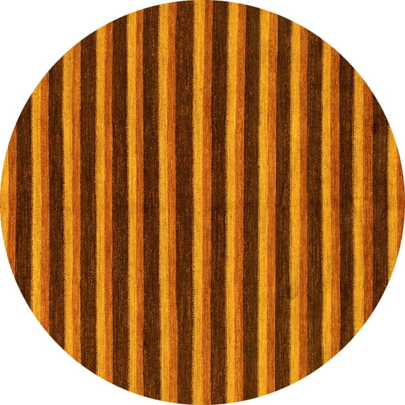Ahgly Company Machine Washable Indoor Round Abstract Yellow Modern Area Rugs, 8' Round