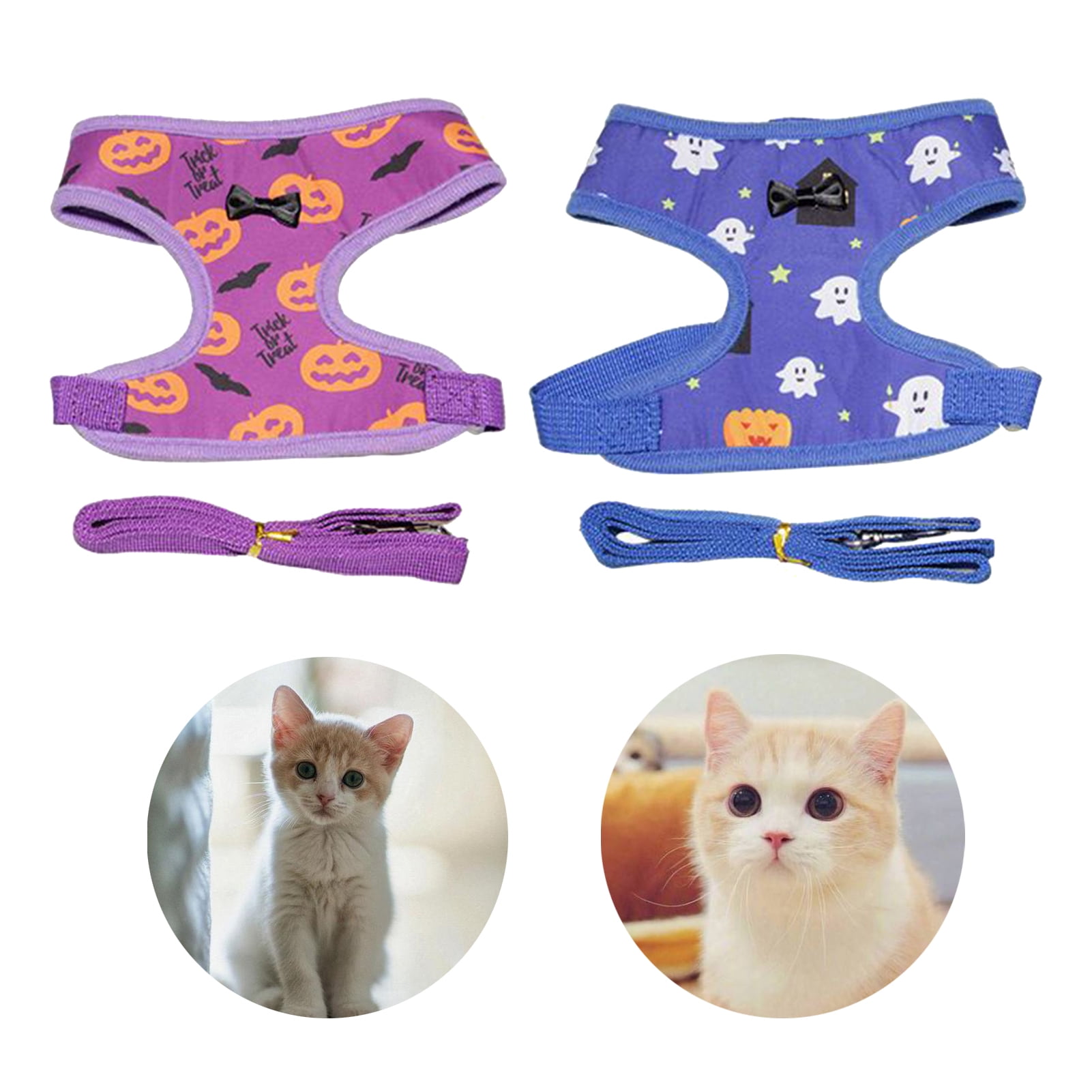 DOPI Pet Chest Strap Set Halloween Series Pattern Decorative Good Air Permeality Pet Cats Dogs Harness Traction Rope Kit for Festival