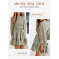 thumbnail image 5 of Asyoly Women's Autumn Tunic Dress Elegant Long Lantern Sleeve Ruffle Neck Flowy Swing Dresses, 5 of 6