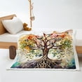 thumbnail image 4 of Tree of Life Throw Blanket for Women Girls,Butterfly Tree of Life Cozy Fleece Sherpa Blanket Retro Boho Butterfly Blanket for Bed Couch Tree of Life16 Queen, 4 of 7