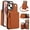 Brown, variant on Crossbody Wallet Case for iPhone 15, RFID Blocking Zipper Handbag Purse Flip Cover, Kickstand Folio Case Card Slots Holder Wrist Strap Lanyard