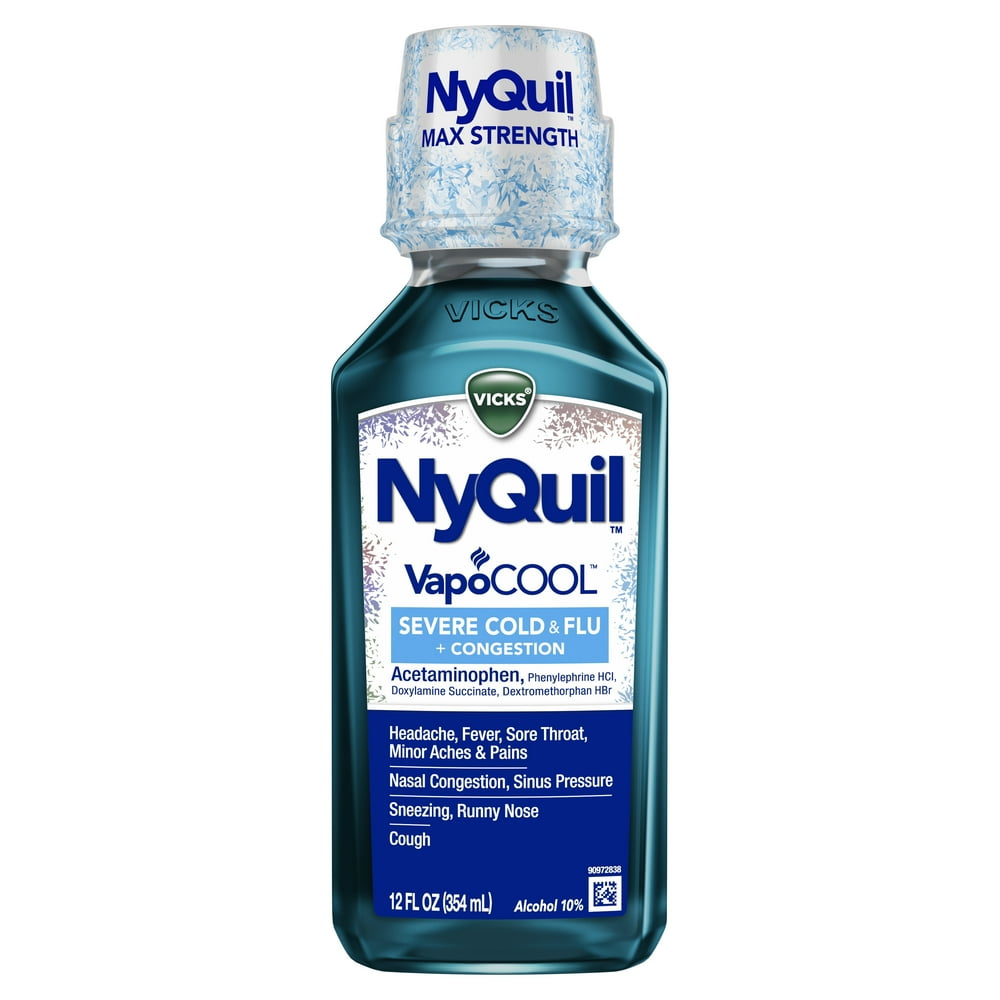 Vicks NyQuil Severe VapoCOOL Cough, Cold and Flu Medicine, 12 fl oz