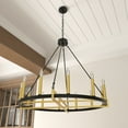 thumbnail image 2 of ACROMA  12-light 41In Farmhouse Black Geometric Wheel Chandelier - N/A Muted Brass & Matte Black Satin, Matte Adjustable, Over 60 Inches Gold, Brass,, 2 of 5