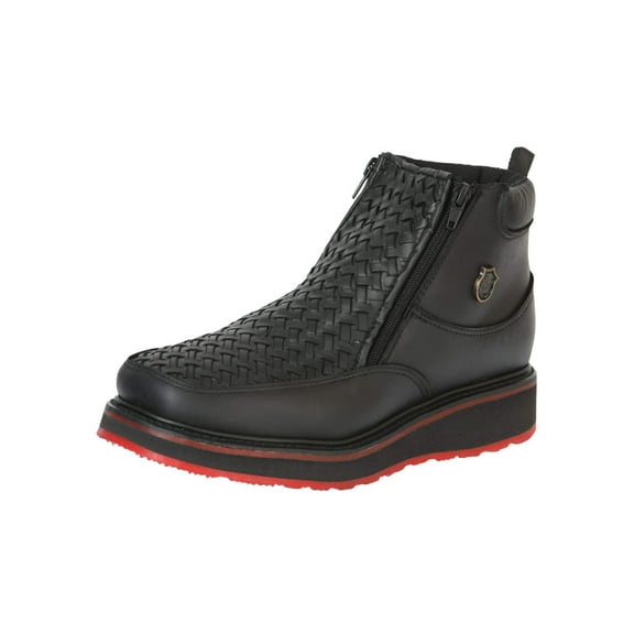 Sefeni Men’s Double Zipper Shoe Crazy Leather - Black 45394