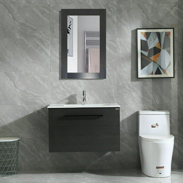 W32 Single Bathroom Vanity Black, Small Black Bathroom Vanity With Sink