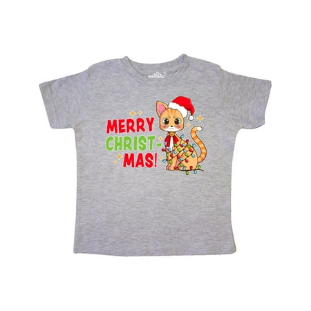 

Inktastic Merry Christmas Cute Cat with Colorful Lights Gift Toddler Boy or Toddler Girl T-Shirt