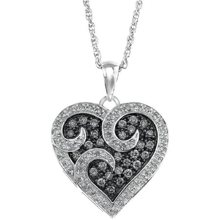 0.50 Carat T.W. Diamond Sterling Silver Heart Pendant (H-I I2 and Grey Diamonds)