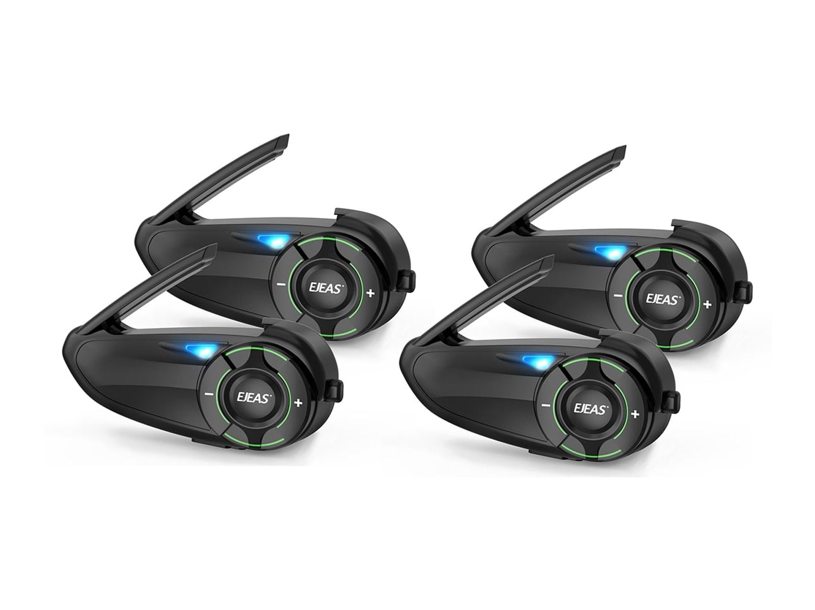 EJEAS Mesh 3.0 Motorcycle Helmet Intercom Bluetooth Headset Q8 4PC,6 Riders Group Talking 1000M Motorbike Helmet Communication System