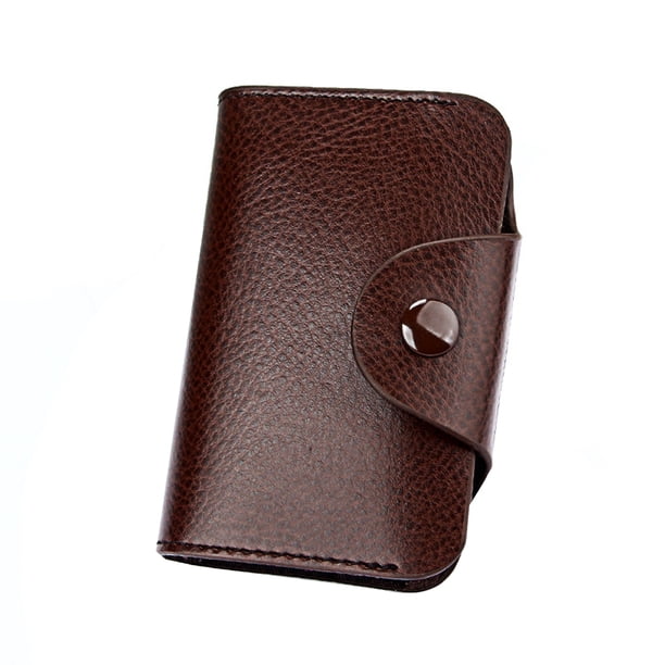Tarjeteros unisex de cuero vintage para hombre Estuche para tarjetas de crédito Mini carteras masculinas Monederos con botón minimalista