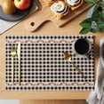 thumbnail image 2 of Western Texas Star Retro Placemats Set of 4, Country Vintage Black Beige Plaid Placemats for Dining Table, Place Mats for Kitchen Tabletop, Waterproof Wipeable Dining Table Mats Set, 2 of 9
