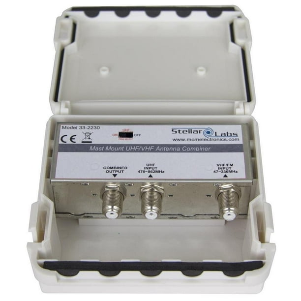 UHF / VHF Antenna Signal Combiner with F Connection