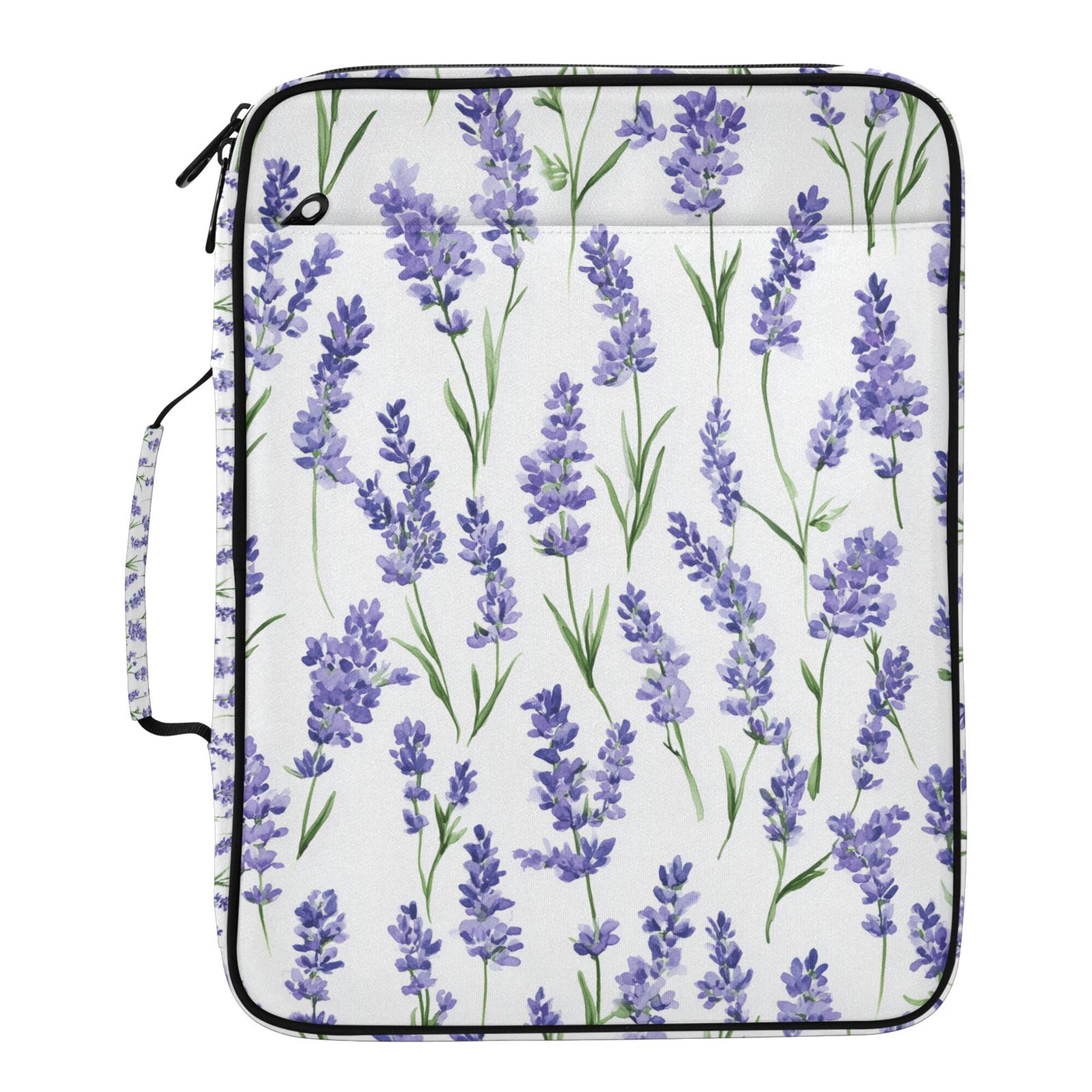 FORMRS Accordion File Folder A4 Size 7-Pocket Expanding Document Organizer Bag with 3 Ring Binder, Watercolor Lavender Pattern