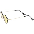thumbnail image 3 of Geometric Hexagon Sunglasses Ultra Slim Arms Color Tinted Lens 50mm (Black Gold / Yellow), 3 of 4