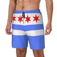thumbnail image 5 of Mens Chicago Flag Style Swimming Trunks with Compression Liner Beach Quick Dry Swim Shorts, 5 of 6