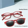 thumbnail image 3 of Fashion Red Square Reading Glasses 2.00 for Men Polarized Outdoor Magnetic Clip-on Sunglasses Plastic Presbyopic Glasses for Women UV +2.00, 3 of 5