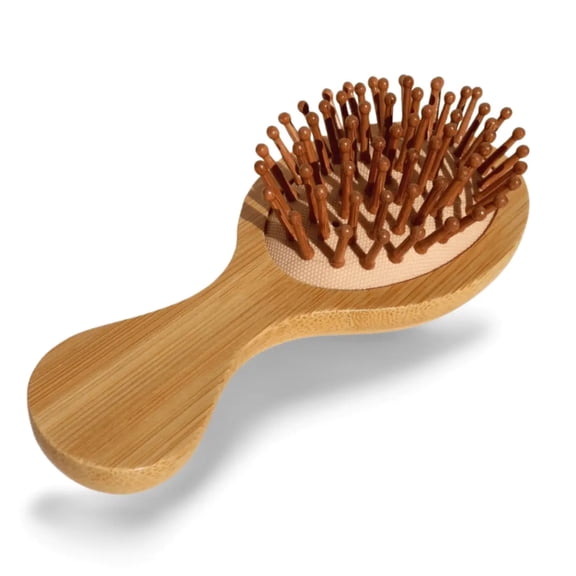 Mini Wooden Hair Brush | Beech Handle & Bamboo Bristles | Travel Grooming Tool