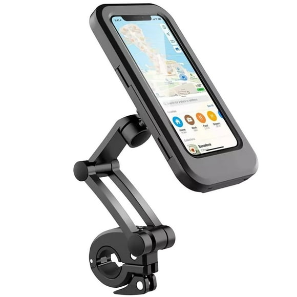 Soporte Impermeable para Teléfono de Bicicleta para Smartphones de 4 a 6,7 Pulgadas, Color Negro