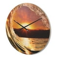 thumbnail image 3 of Designart 'Colored Ocean Waves Falling Down At Sunset VIII' Coastal Wood Wall Clock, 3 of 5