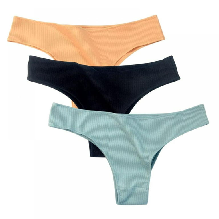 Xmarks 3 Packs 100% Cotton Thong Bikini Underwear Seamless