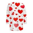 thumbnail image 5 of Womens 3/4 Sleeve Tops Plus Size Valentines Day Tee Shirts Love Hearts Printed Crew Neck Tshirts Casual Loose Fit (L, White), 5 of 6