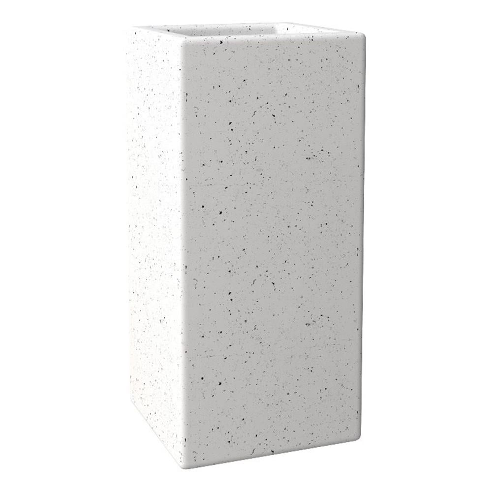 LeisureMod Terra Fiberstone and MGO Clay Planter, Mid-Century Modern Tall Square Planter Pot for Indoor and Outdoor (Dotted White, 20 Inch)