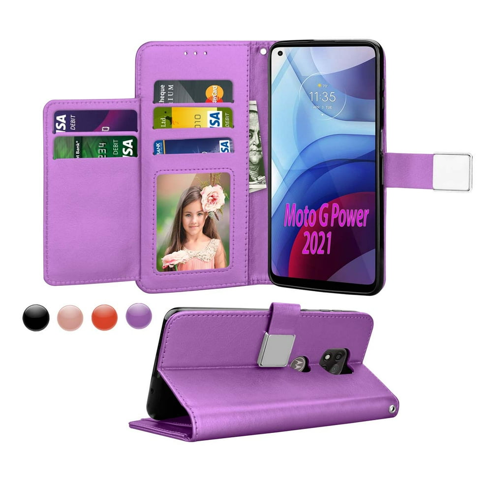 Moto G Power Wallet Case, Motorola Moto G Power 2021 6.6" PU Leather